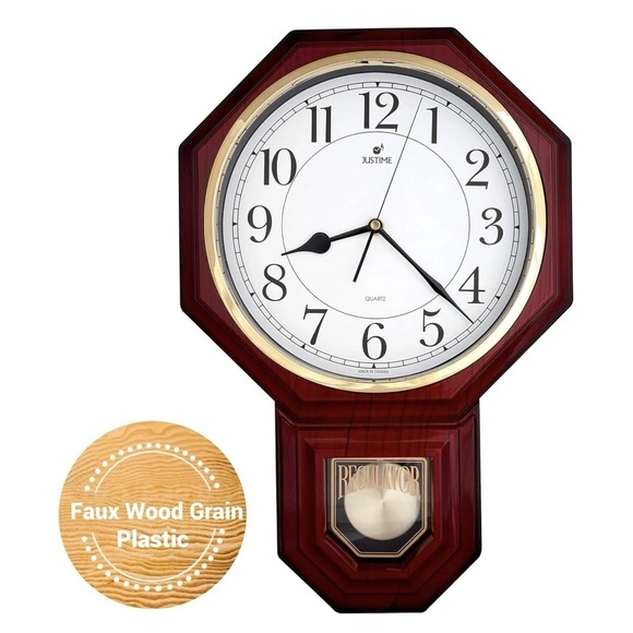 Clock Other - JUSTIME Traditional Schoolhouse Easy to Read Regulator Wall Clock Chiming NEW!